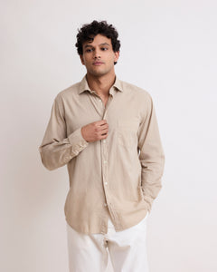 Chemise Homme en Voile De Coton Beige Paul