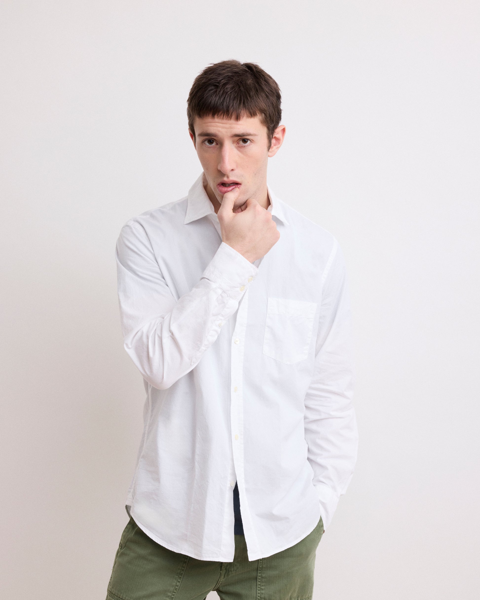 Chemise Homme en Gabardine de Coton Blanc Paul