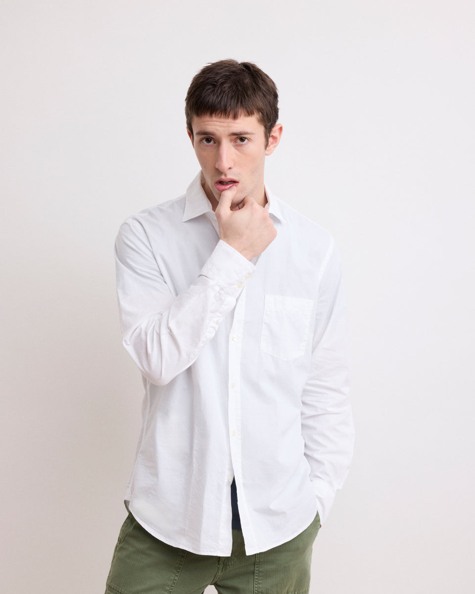 Paul Men's White Cotton Twill Shirt - Image principale