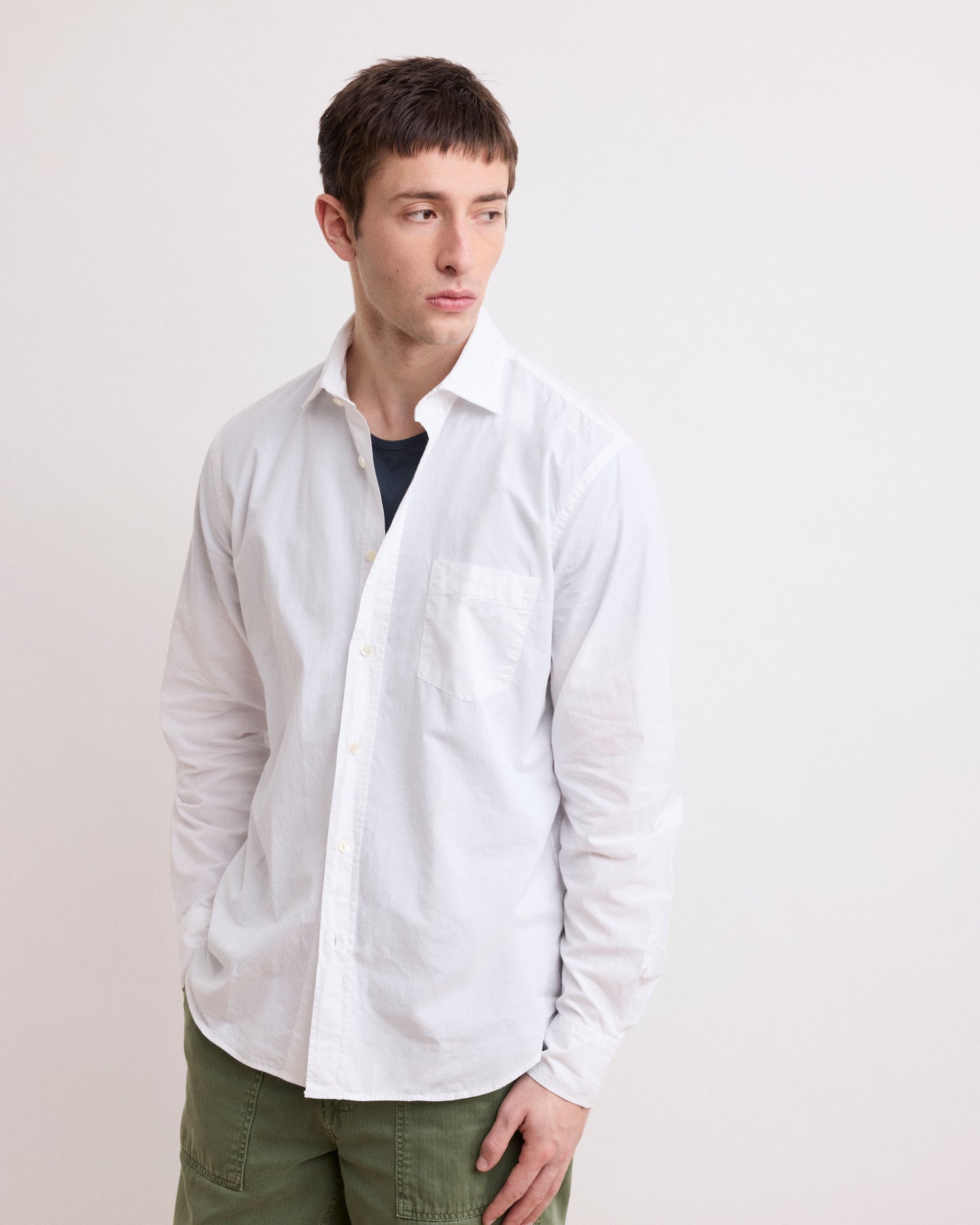 Chemise Homme en Gabardine de Coton Blanc Paul