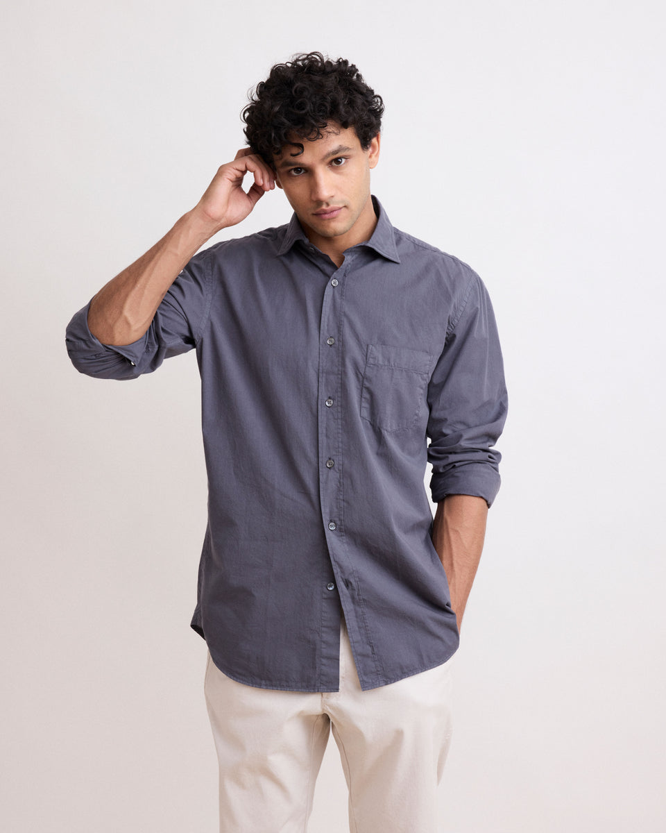 Paul Men's Charcoal Cotton Twill Shirt - Image principale