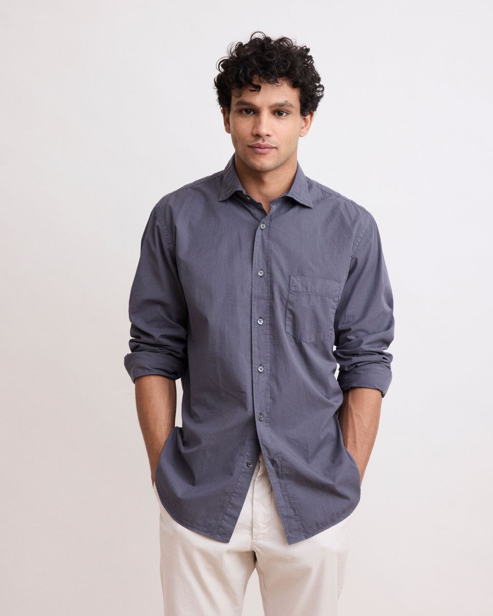 Paul Men's Charcoal Cotton Twill Shirt - Image alternative