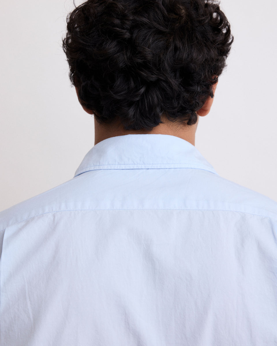Paul Men's Faded Blue Cotton Twill Shirt - Image 3