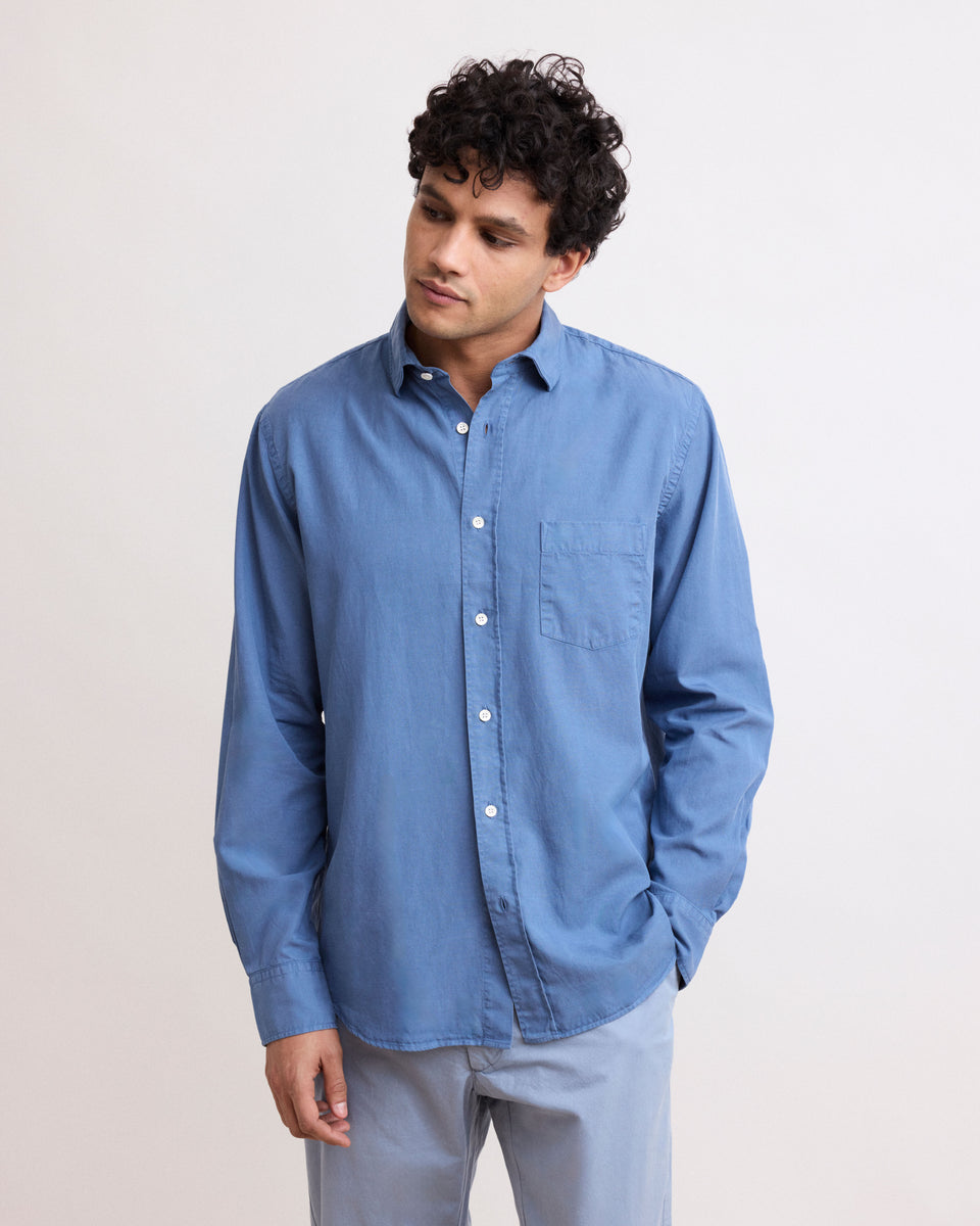 Paul Men's Denim Blue Tencel & Cotton Shirt - Image alternative