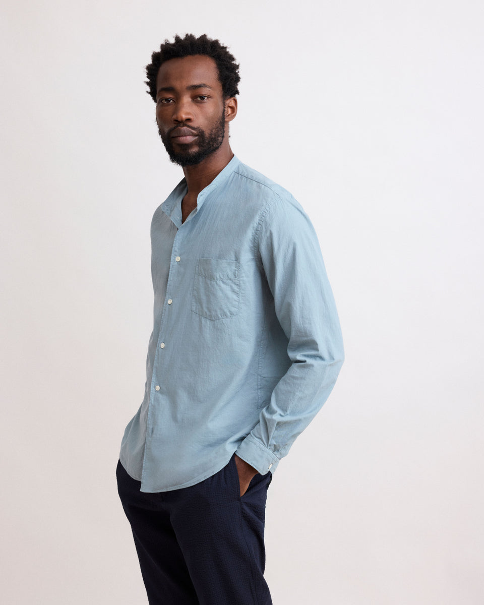 Premium Men's Celadon Green Cotton Voile Shirt - Image principale