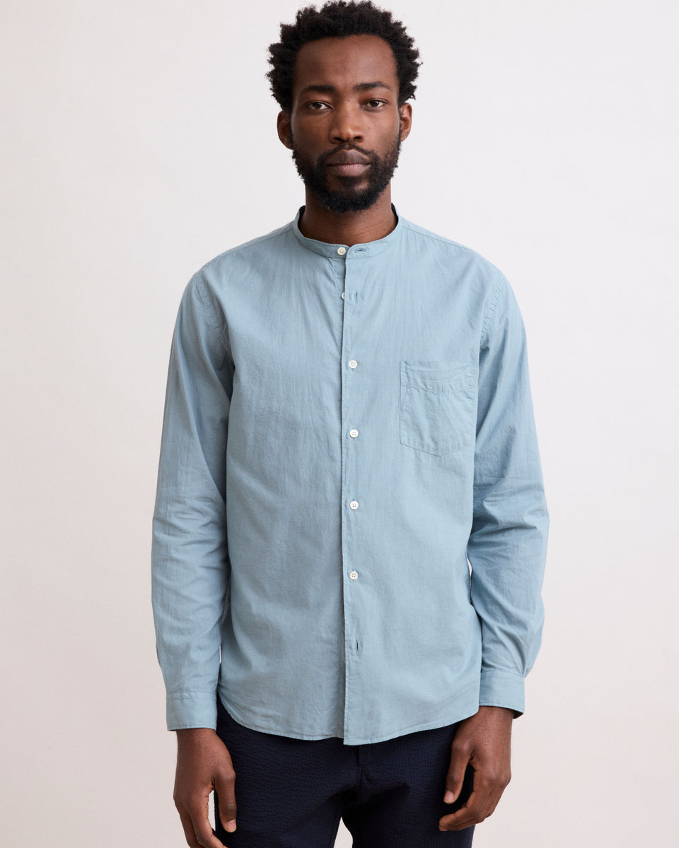 Premium Men's Celadon Green Cotton Voile Shirt - Image alternative