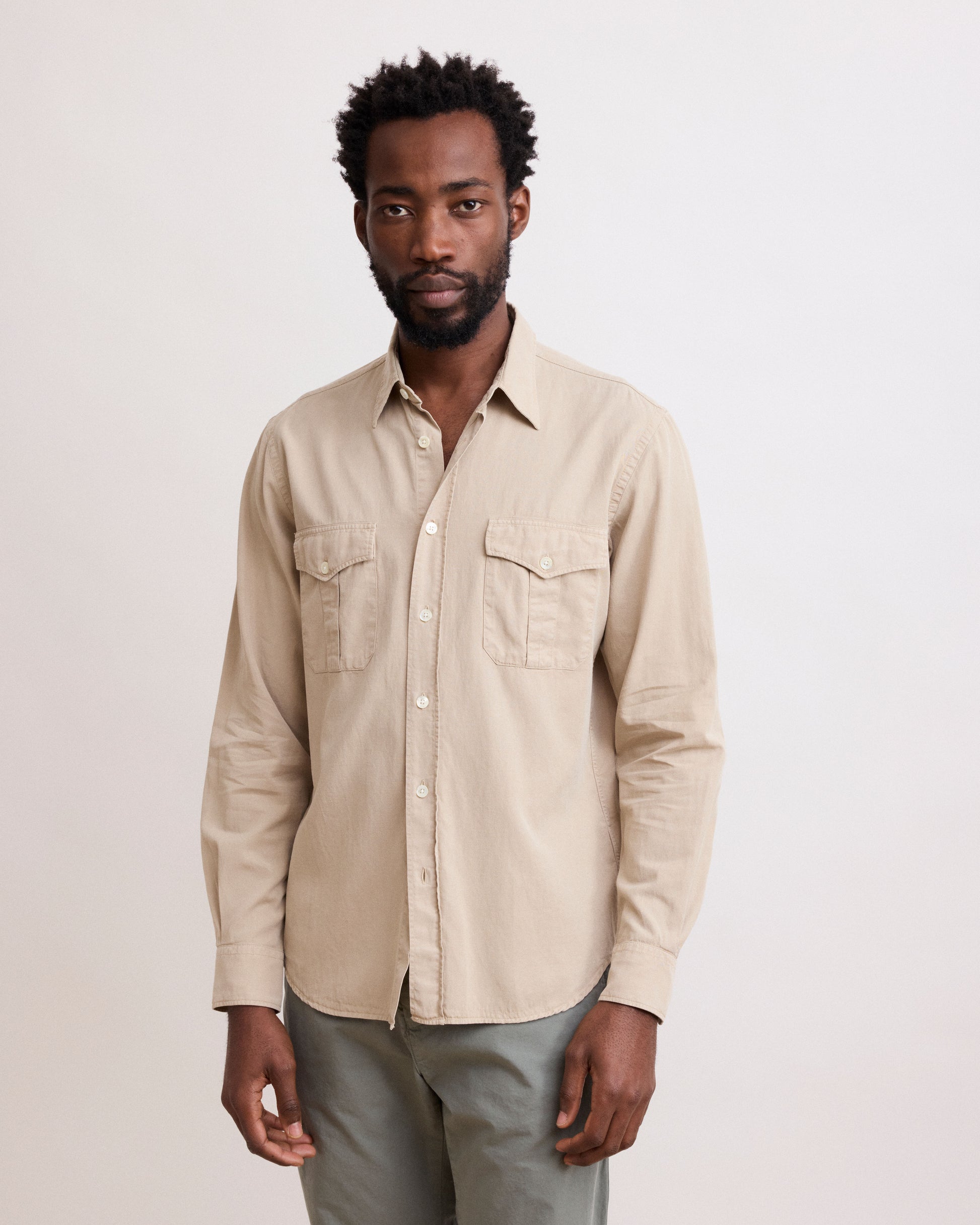 Chemise Homme en Tencel & Coton Beige Patrol