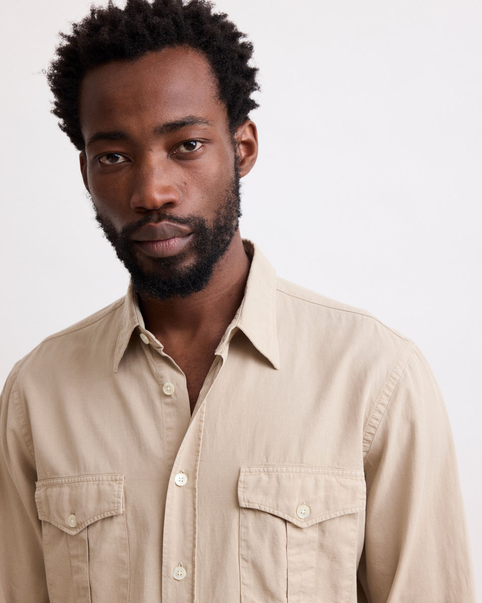 Patrol Men's Beige Tencel & Cotton Shirt - Image alternative