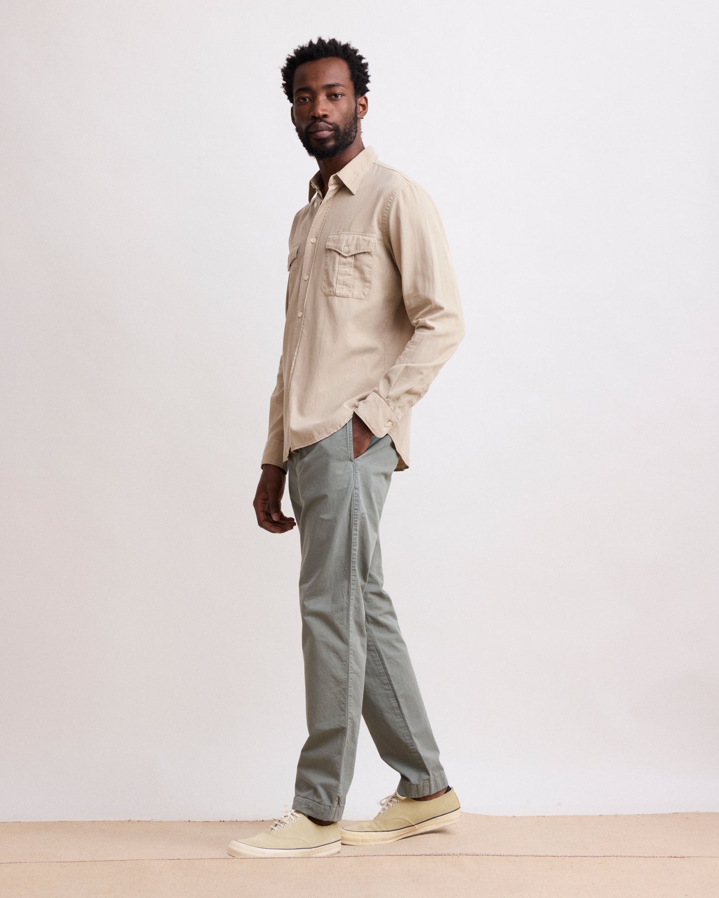 Chemise Homme en Tencel & Coton Beige Patrol