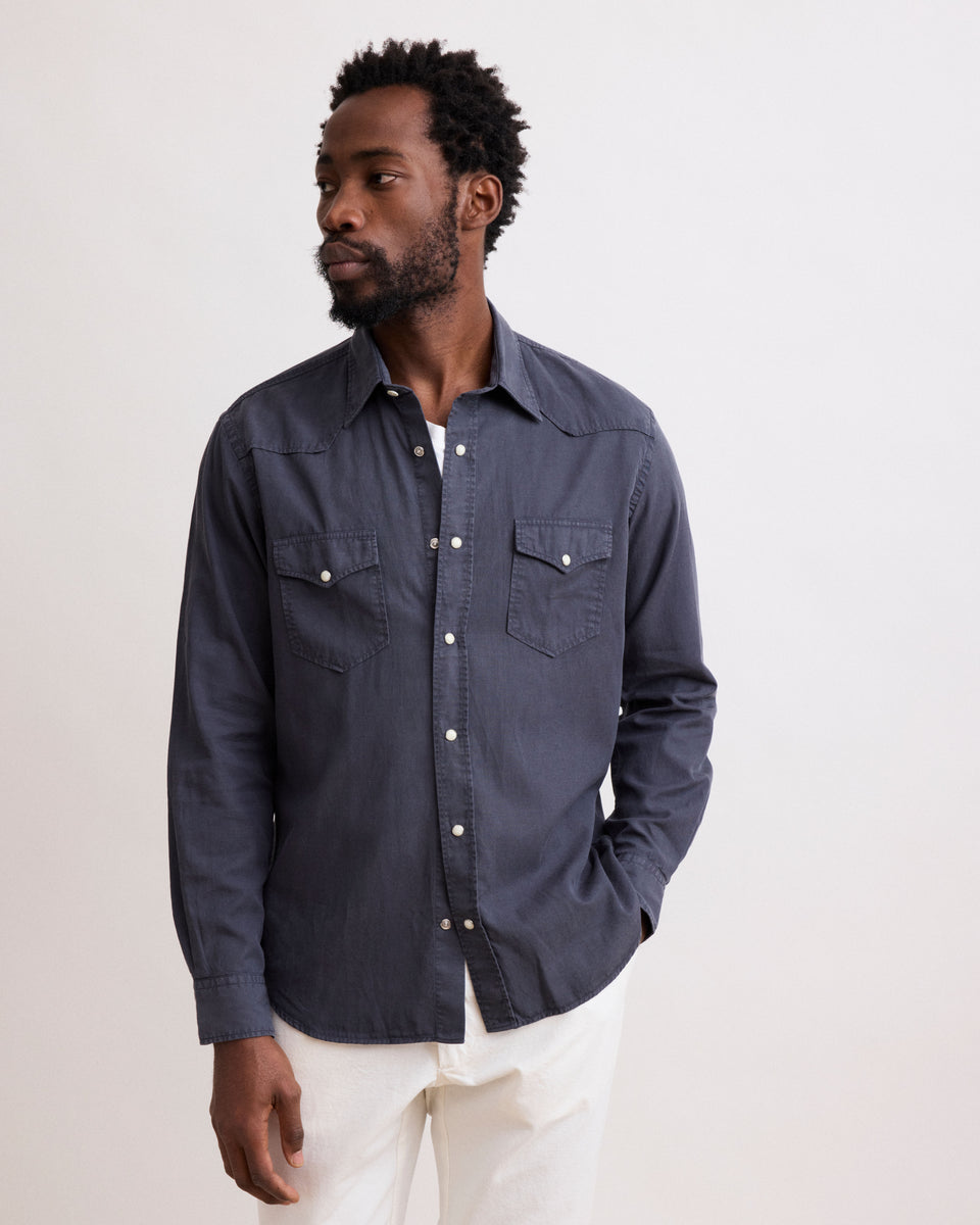 Phoenix Men's Charcoal Tencel & Cotton Shirt - Image alternative