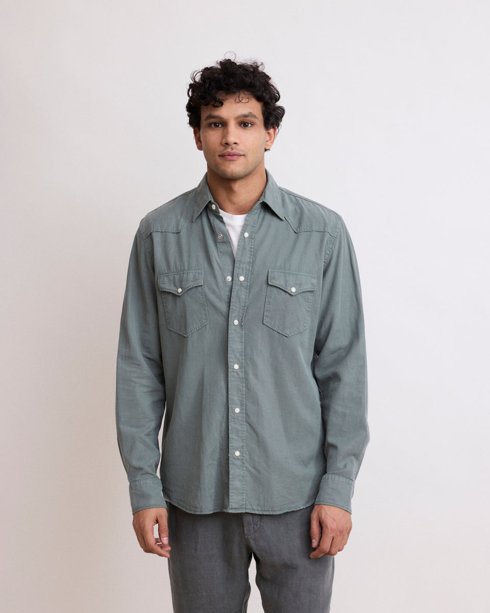 Phoenix Men's Army Green Tencel & Cotton Shirt - Image principale