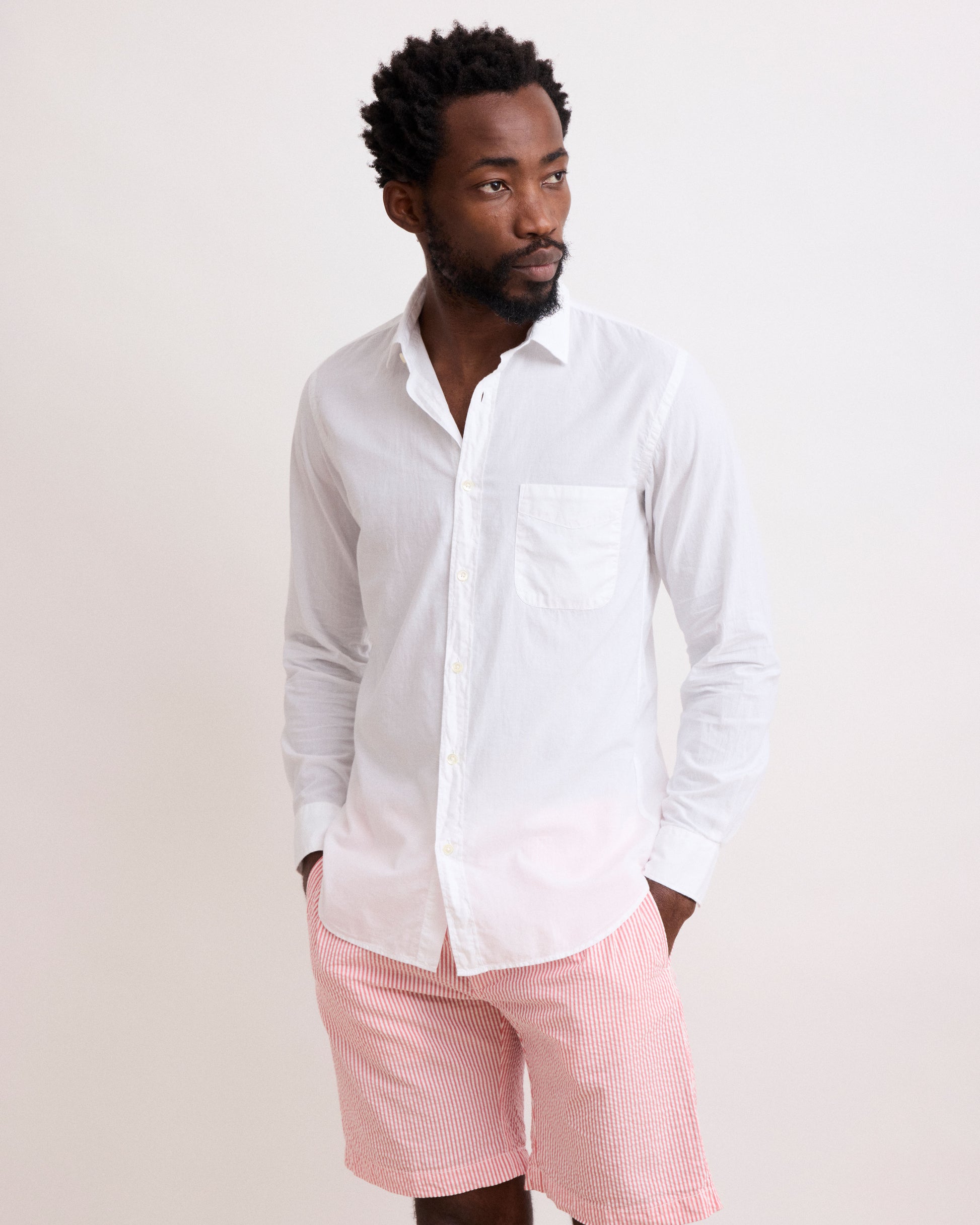 Chemise Homme en Voile de Coton Blanc Storm