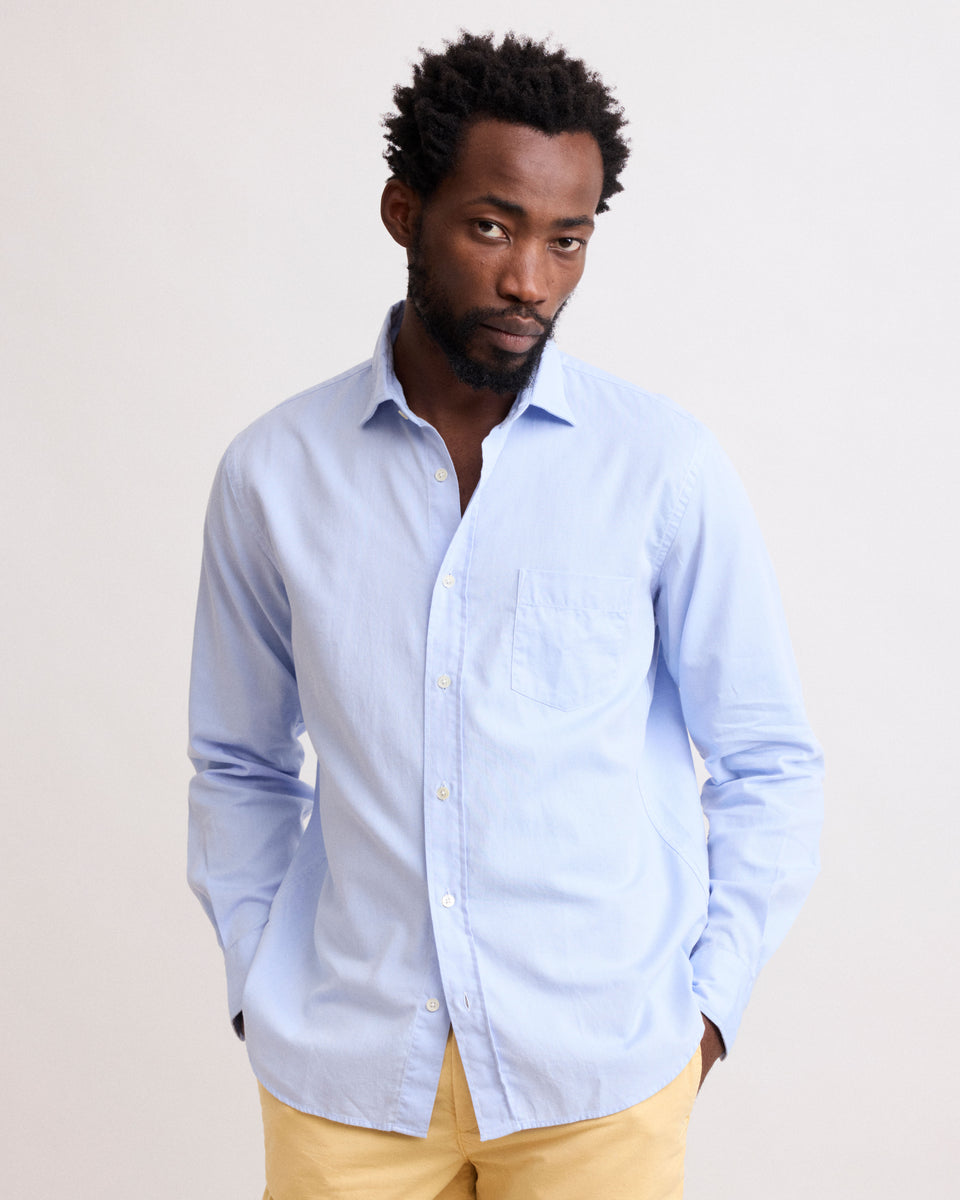 Paul Men's Blue Cotton Piqué Shirt - Image principale