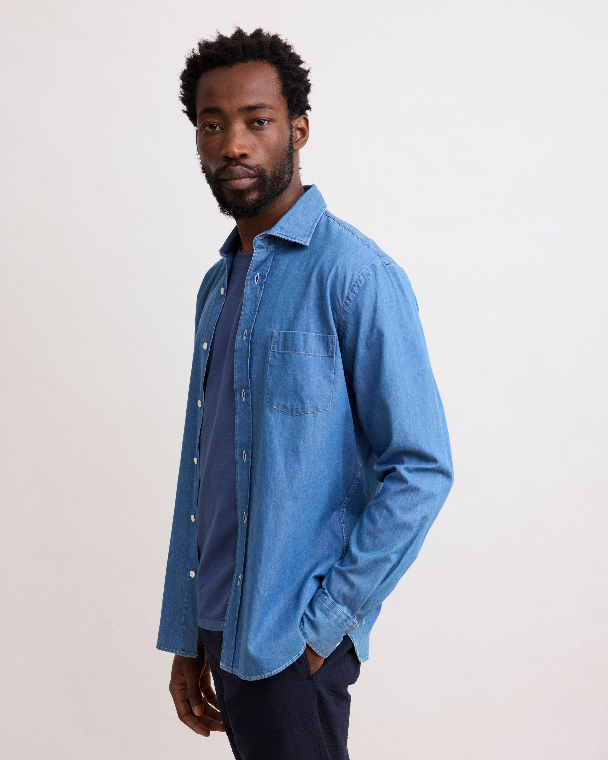 Chemise Homme en Denim léger Indigo Paul