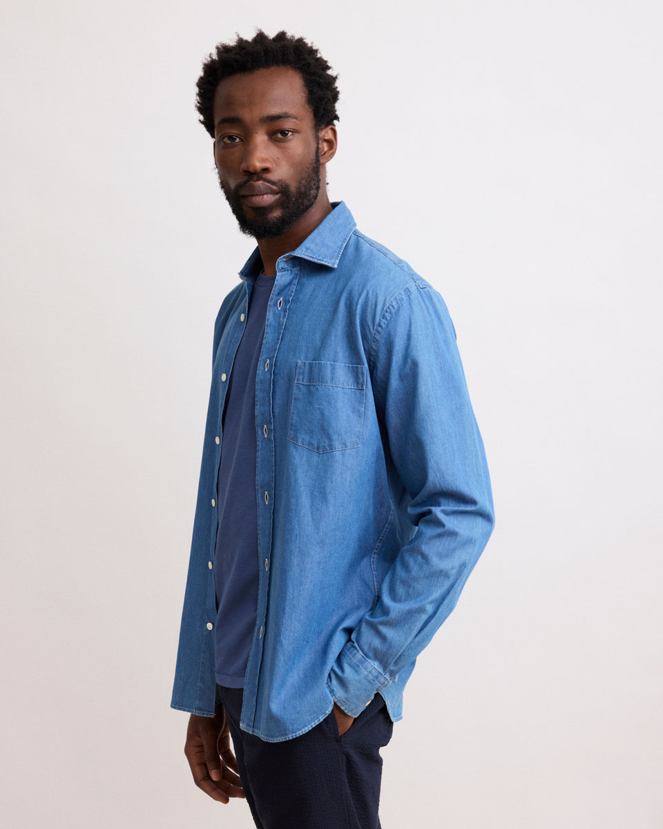 Chemise Homme en Denim léger Indigo Paul - Image principale