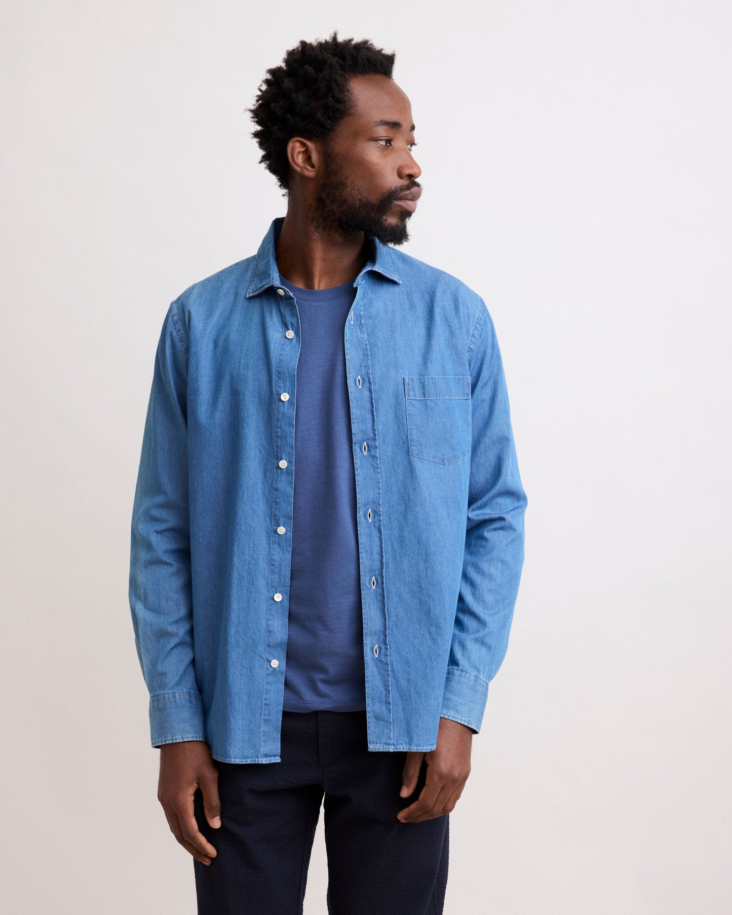 Chemise Homme en Denim léger Indigo Paul