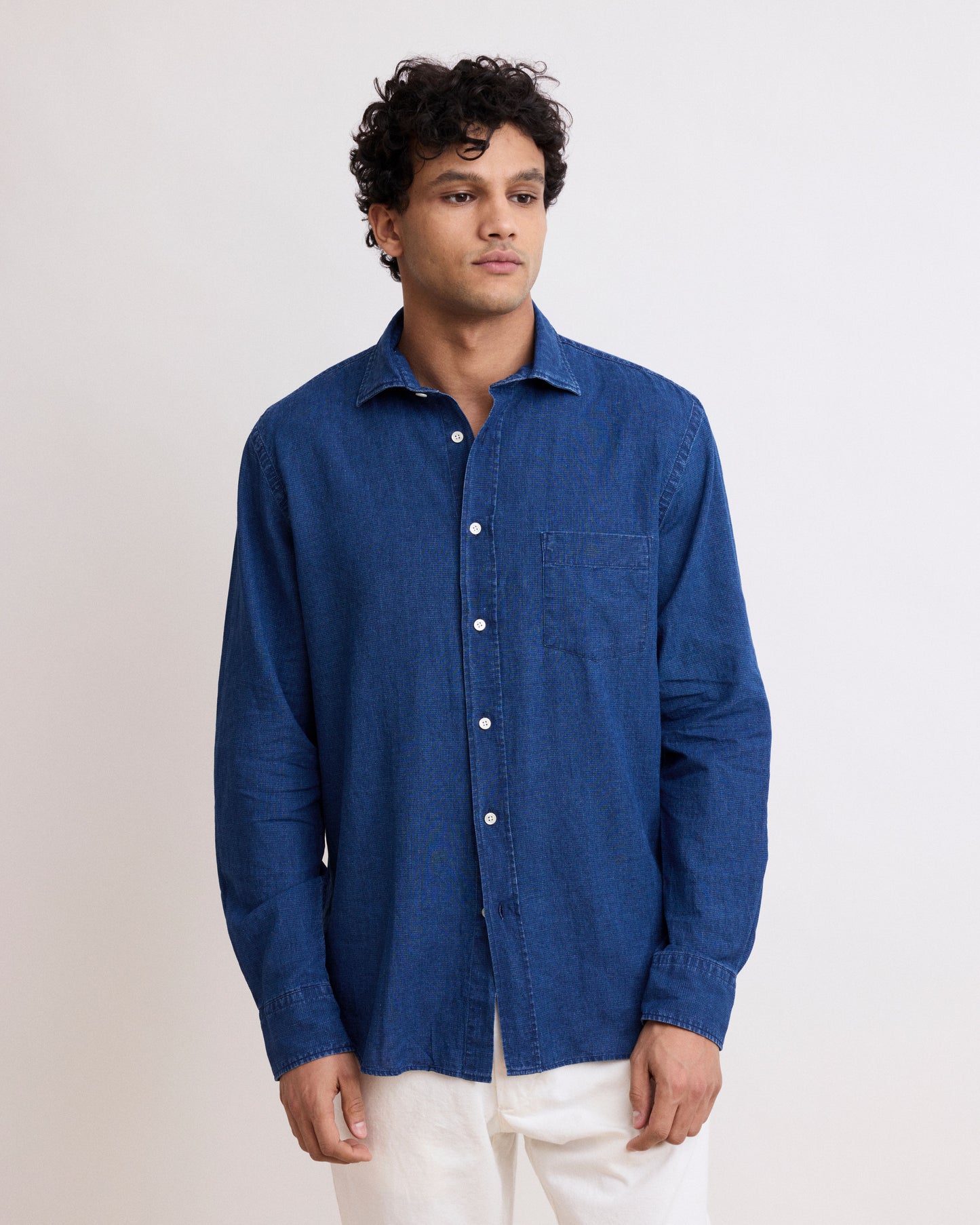 Chemise Homme en Lin & Coton à carreaux Indigo Paul