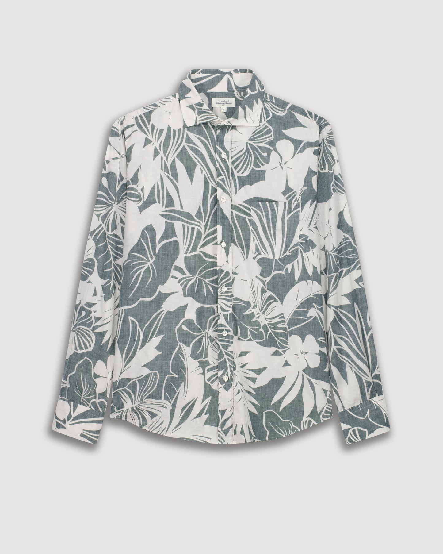 Paul Men's Green “Hibiscus” Printed Cotton Shirt