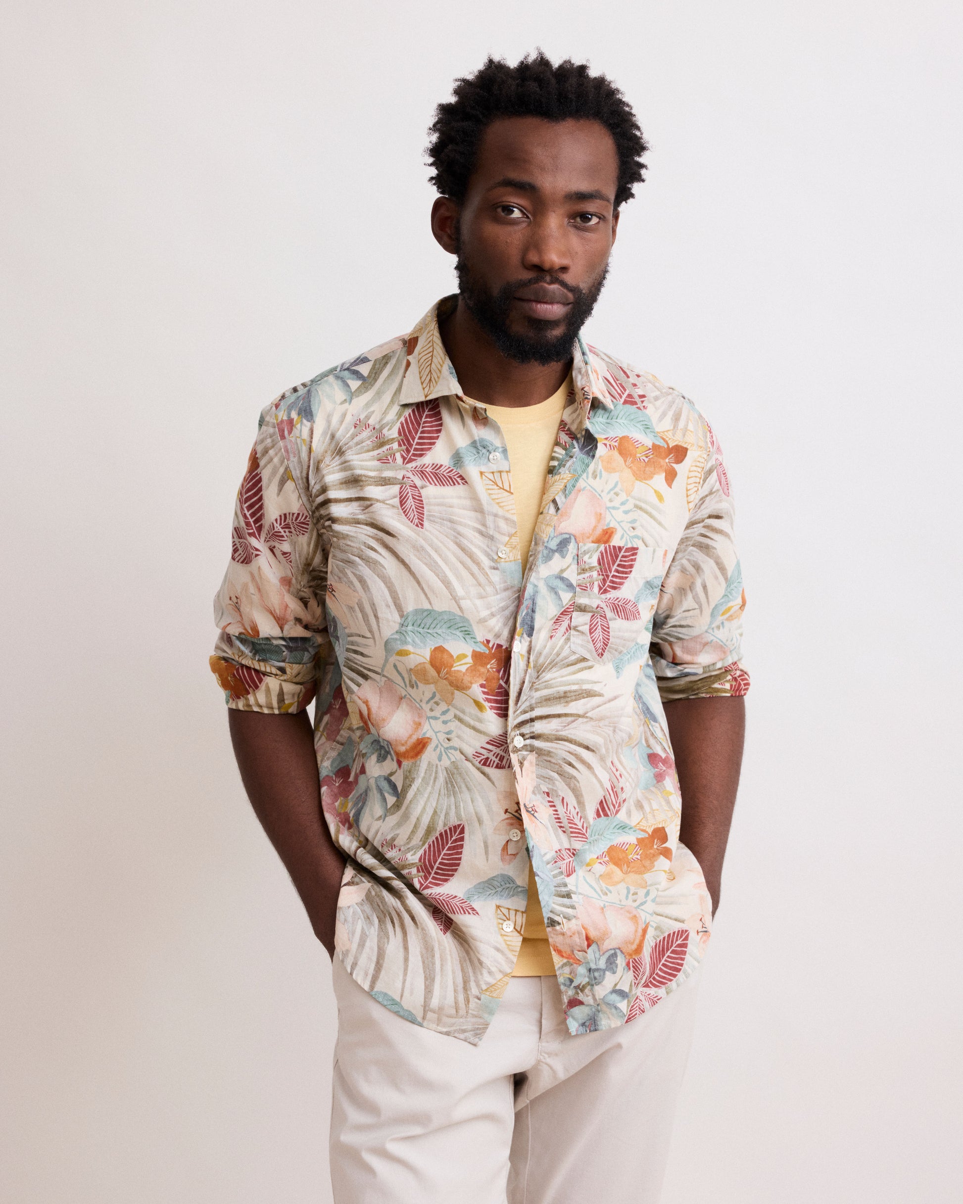 Chemise Homme en Coton Imprimé "Tropical" Paul