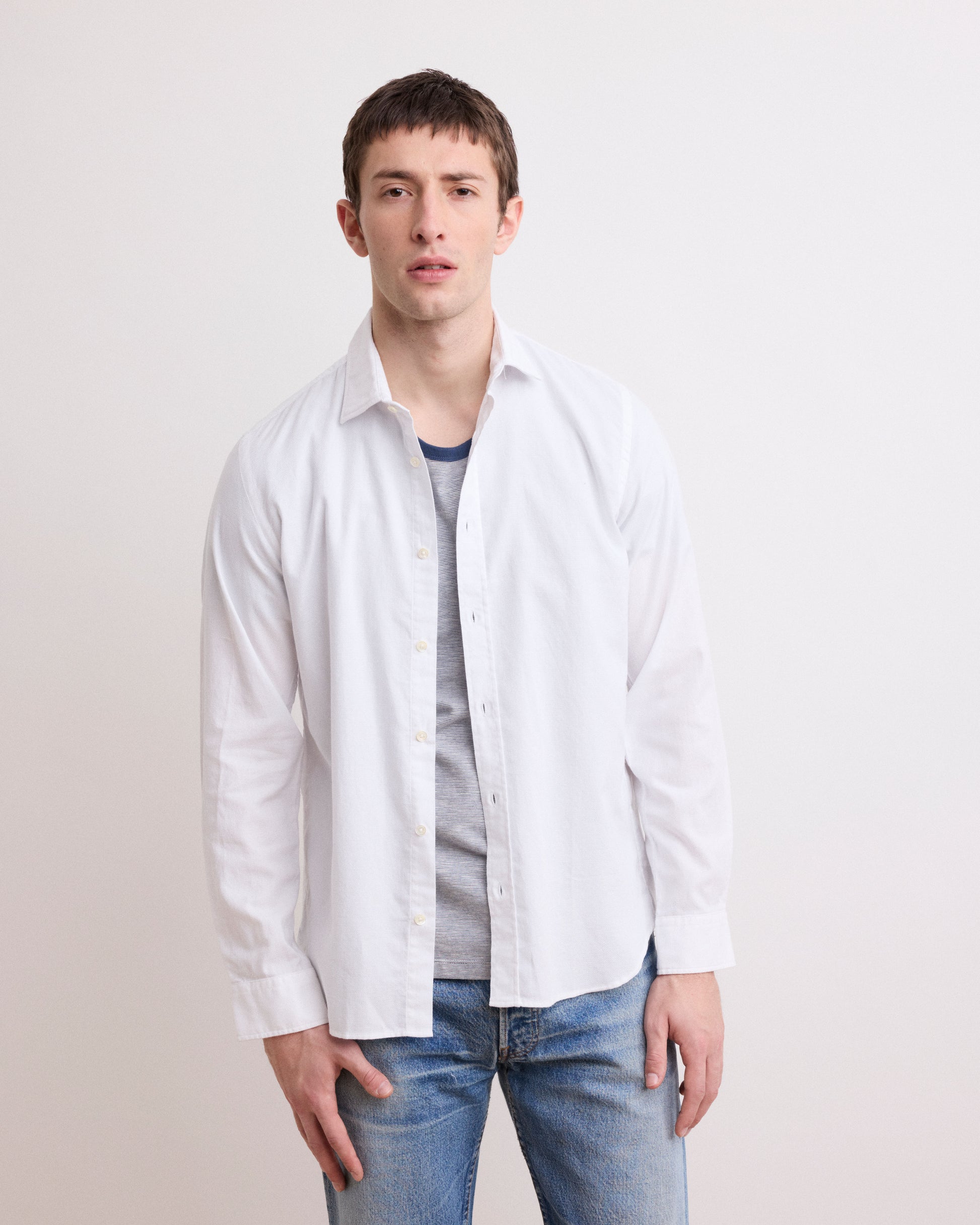 Chemise Homme en Coton Piqué Blanc Sammy