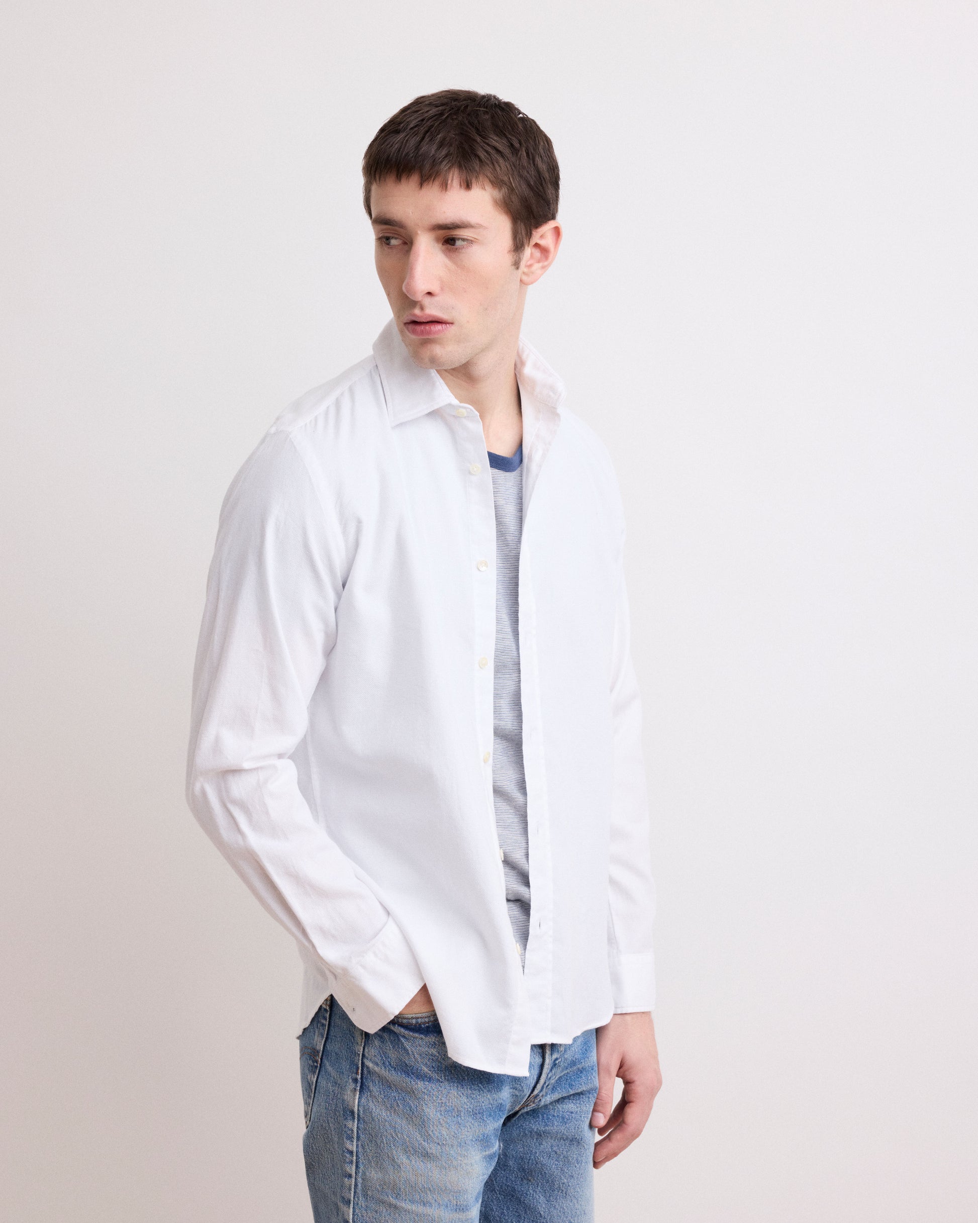 Chemise Homme en Coton Piqué Blanc Sammy