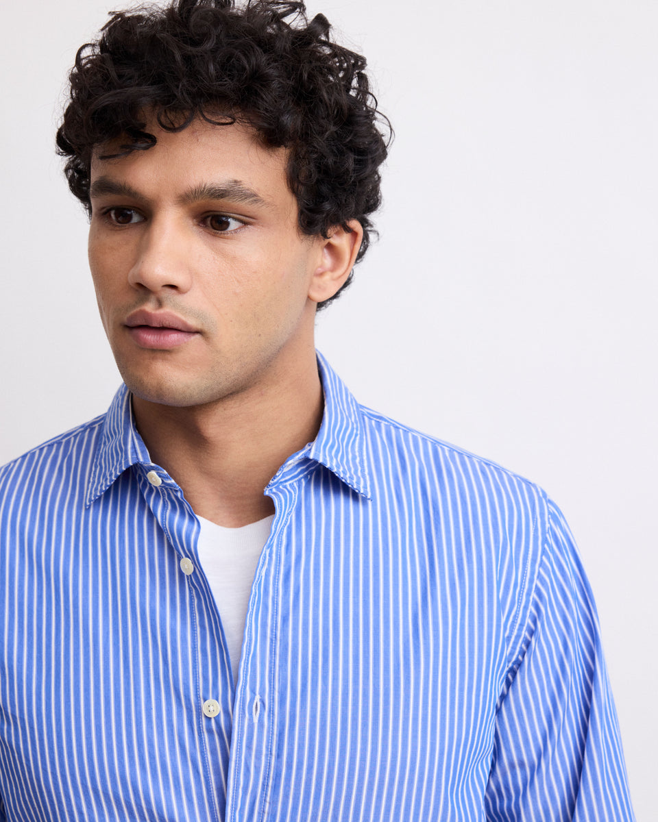 Sammy Men's Blue & White Striped Poplin Shirt - Image alternative