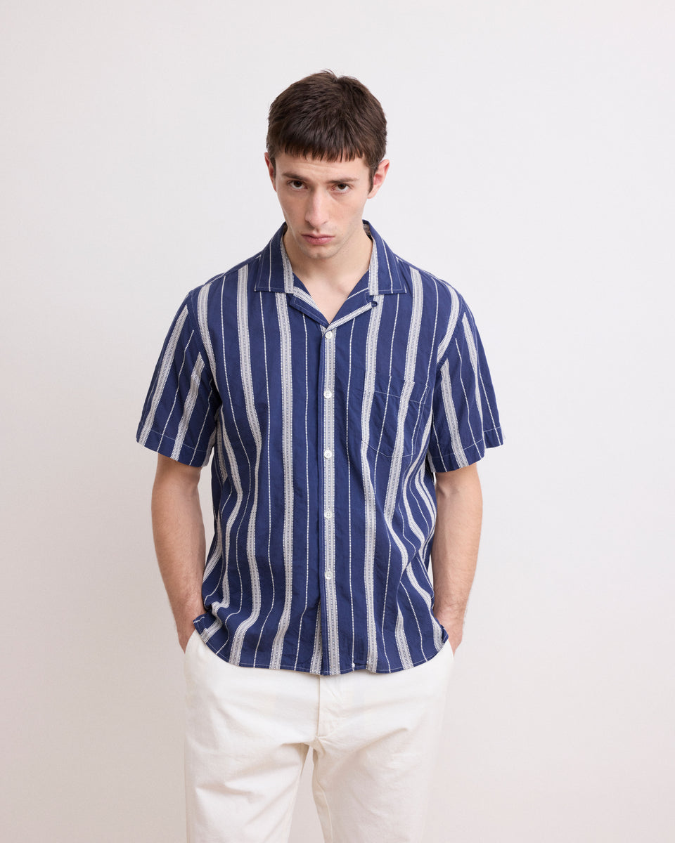 Chemise Homme en Dobby Bleu Palm Mc - Image alternative