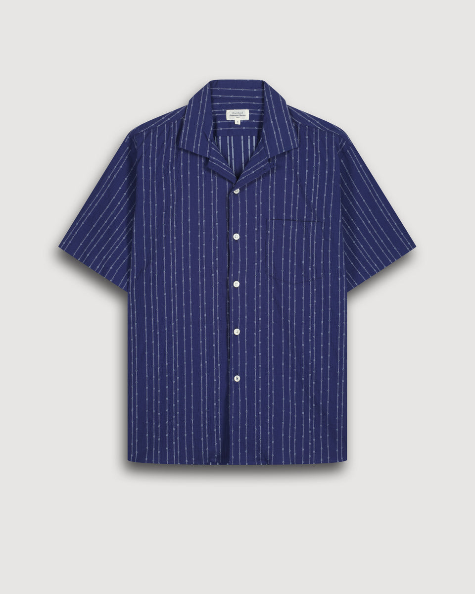 Chemise Homme en Seersucker Dobby Bleu Marine Palm Mc - Image 3