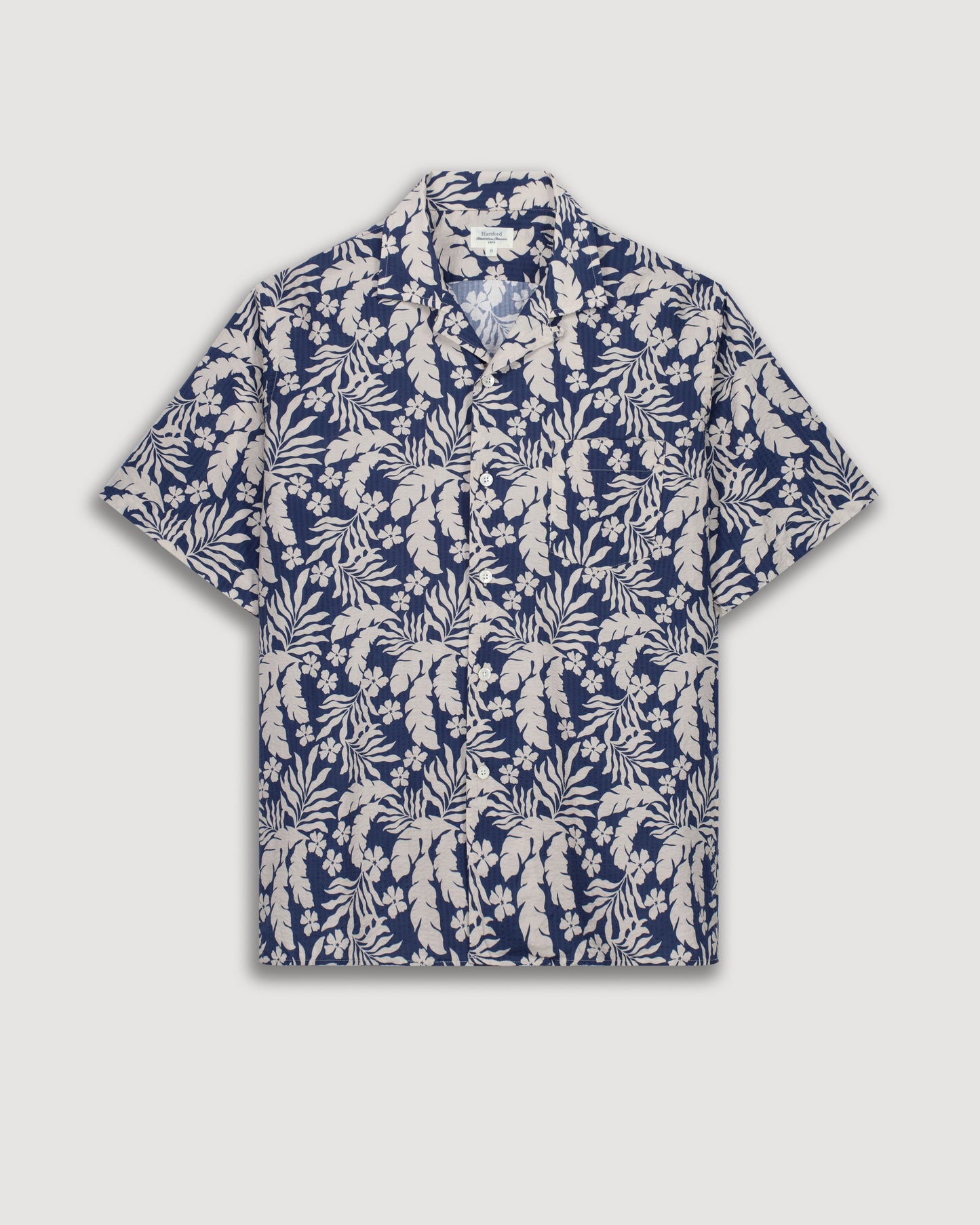 Palm Men's Deep Blue Printed Seersucker Shirt