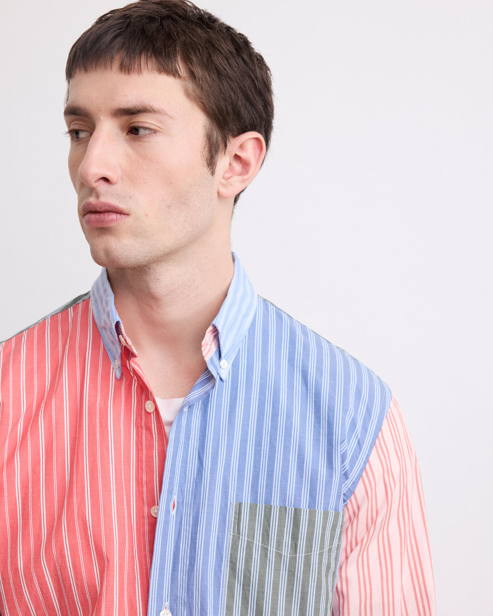 Pitt Men's Multicolor Patchwork Cotton Shirt - Image alternative