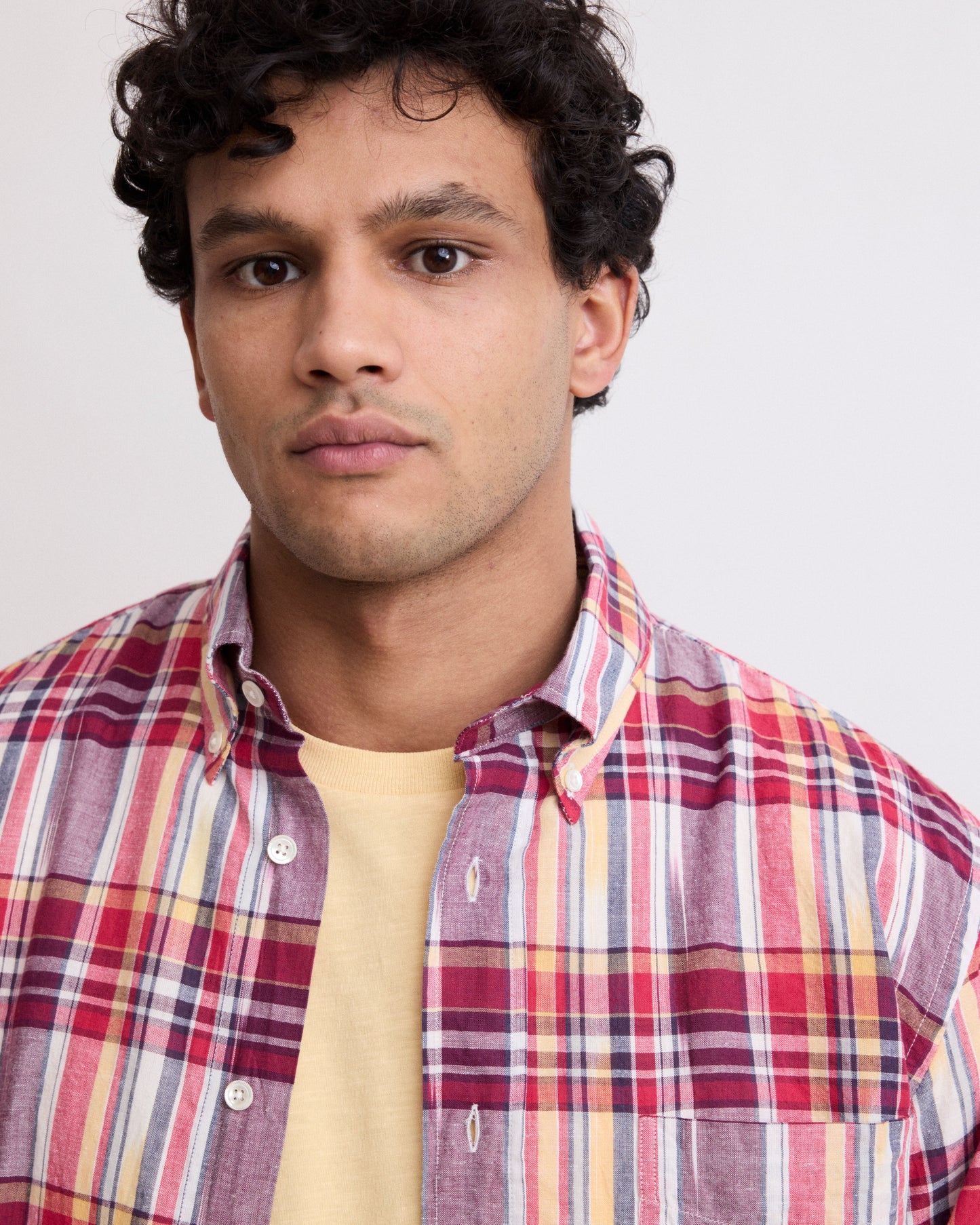 Chemise Homme en Madras Rouge Pitt