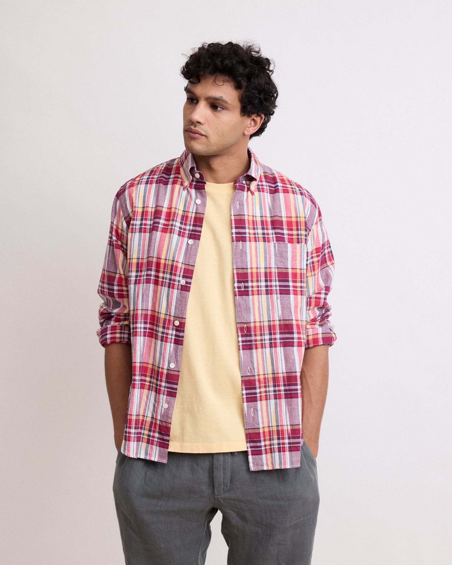 Chemise Homme en Madras Rouge Pitt