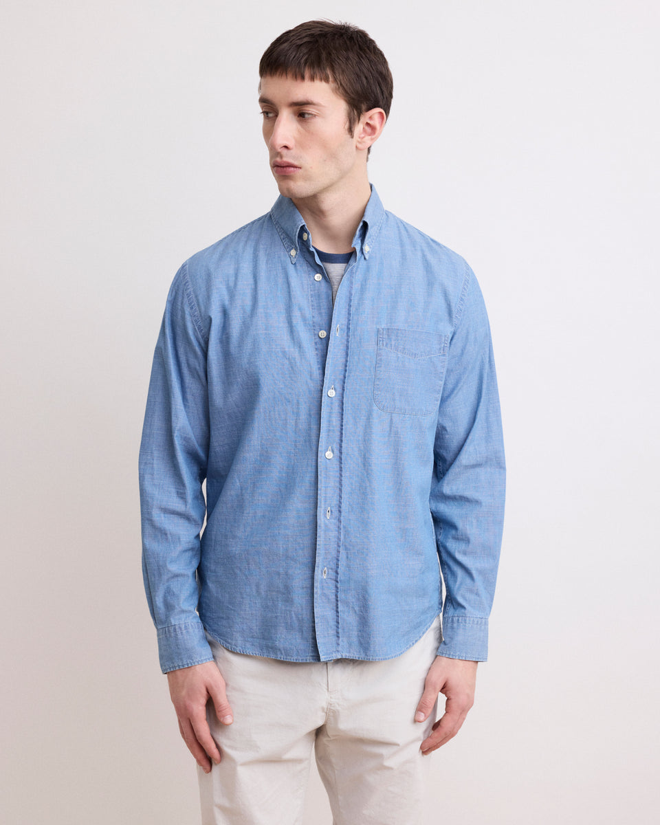 Pitt Men's Indigo Blue Light Chambray Shirt - Image principale