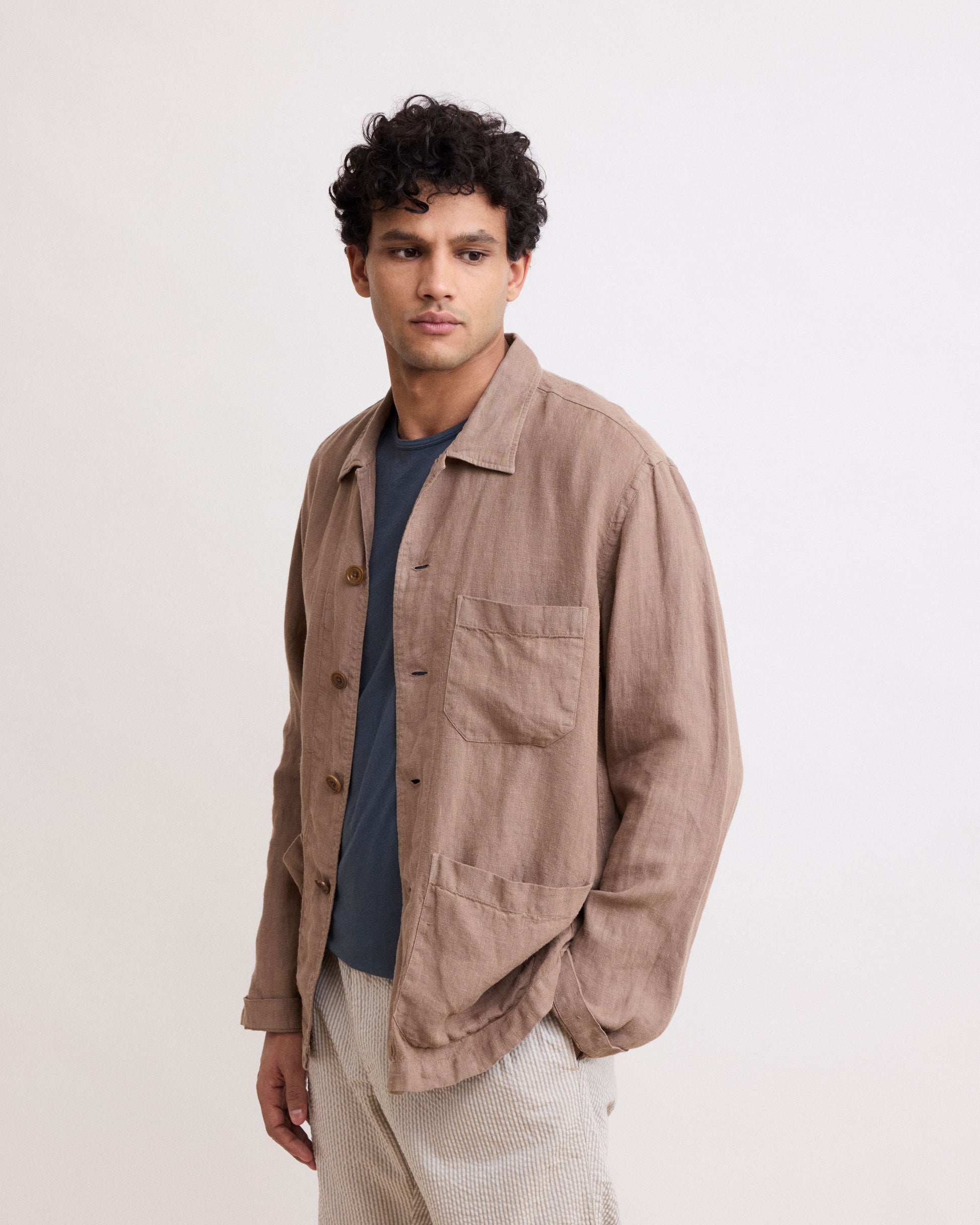 Veste Homme en Lin Marron Perry