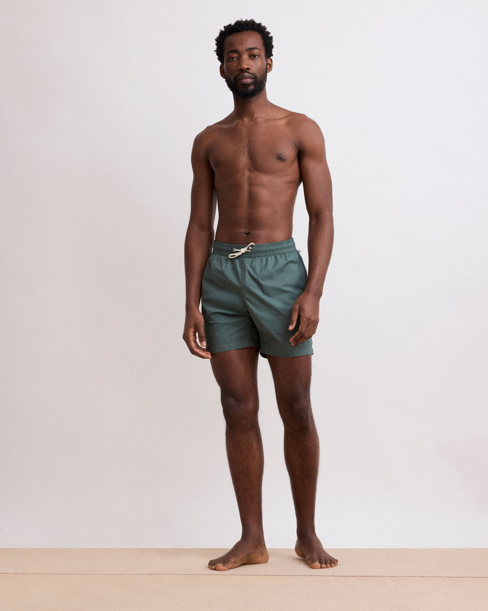 Men's Army Green Lightweight Swim Trunks - Image principale