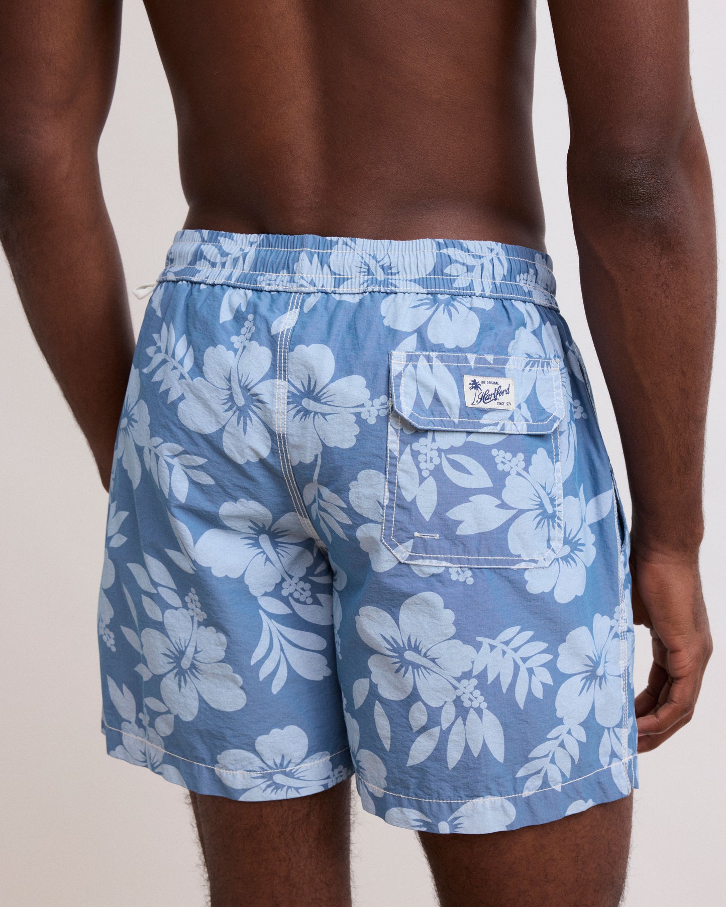 Maillot Homme Imprimé Hibiscus Bleu Denim Swim