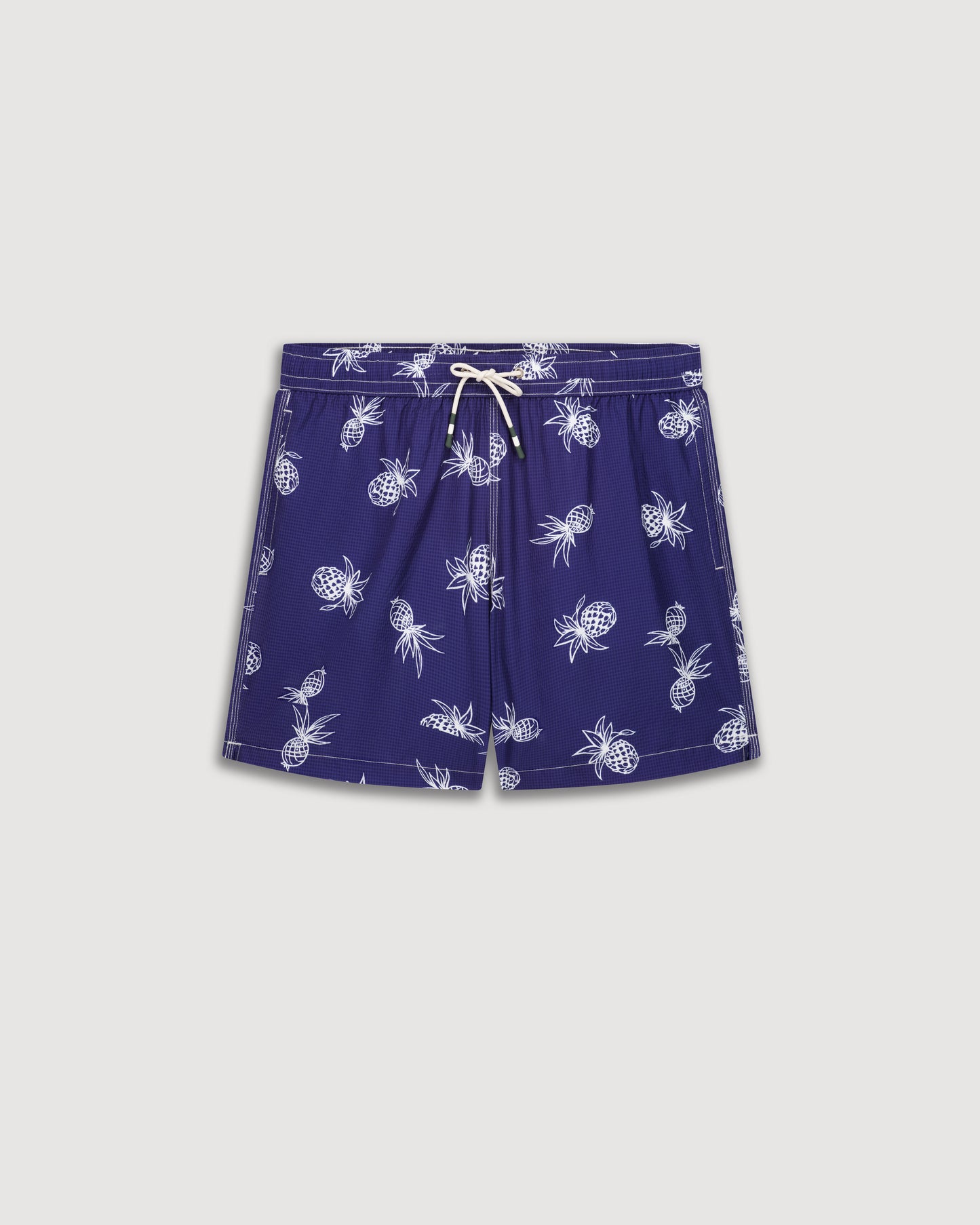 Maillot Homme en Seersucker Léger Imprimé Ananas Bleu Marine Swim