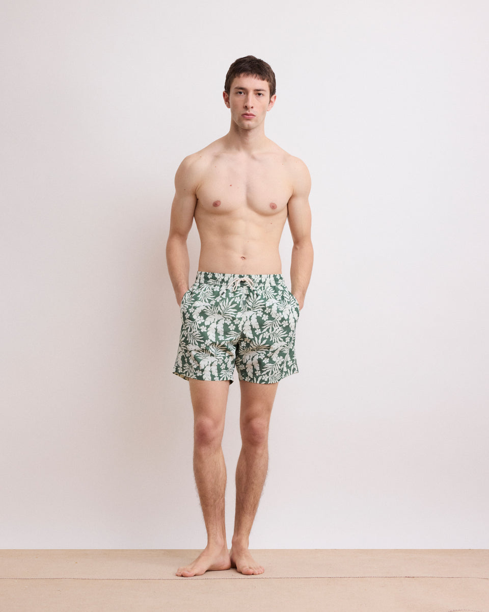 Men's Green Hawaii Printed Swim Trunks - Image principale