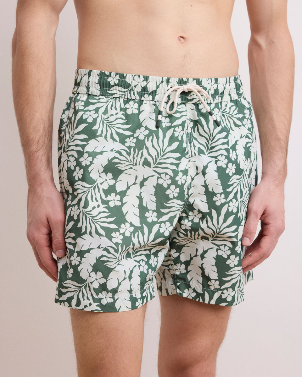 Men's Green Hawaii Printed Swim Trunks - Image alternative