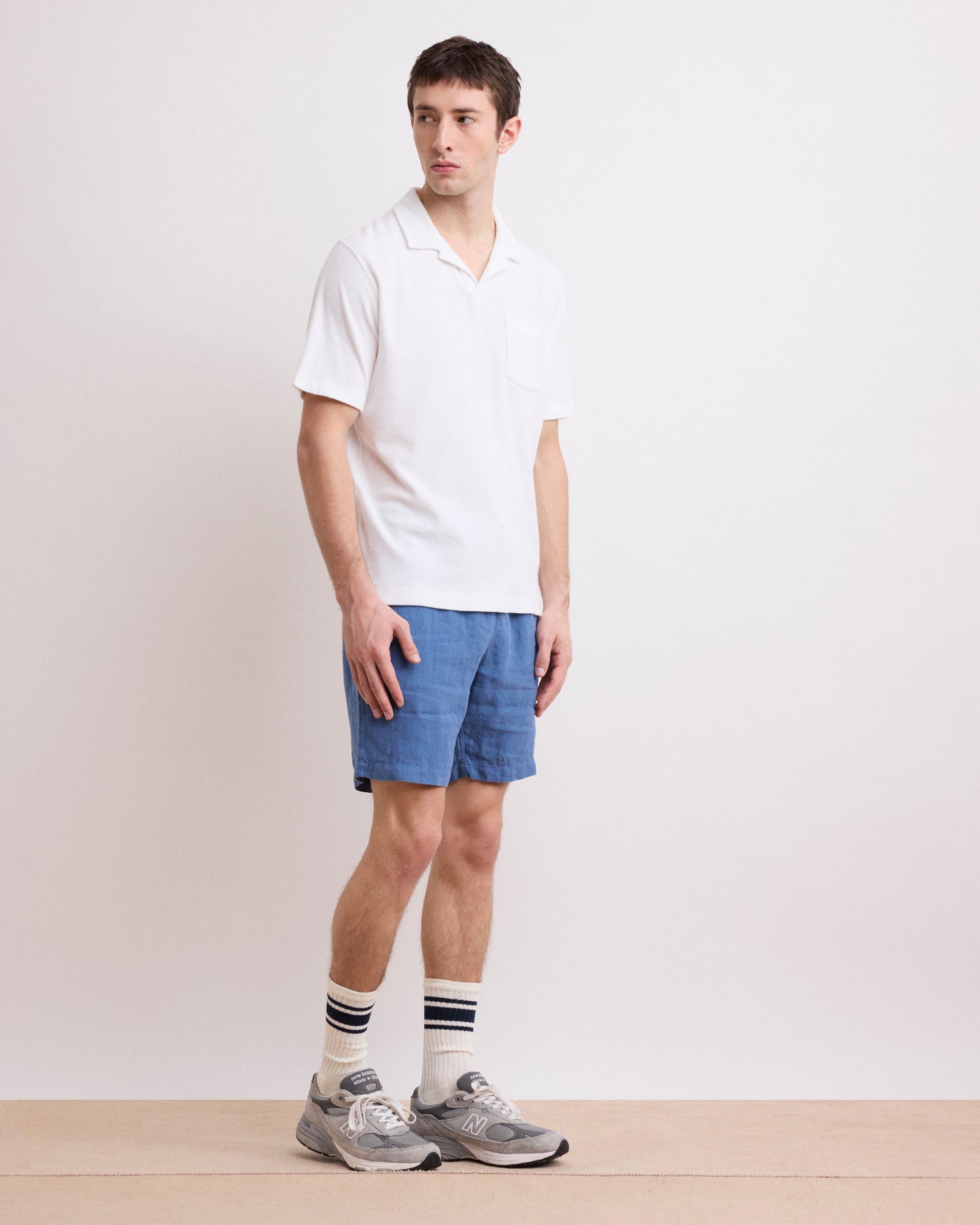 Short Homme en Lin Bleu Denim Long Swim