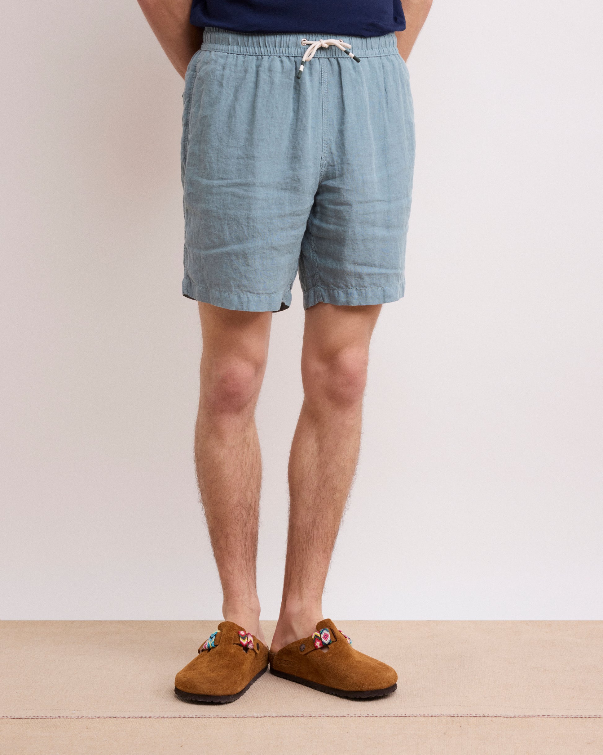 Short Homme en Lin Vert Celadon Long Swim