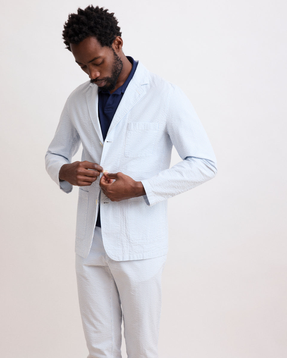 Veste Homme en Seersucker Bleu Ciel Jobby - Image principale