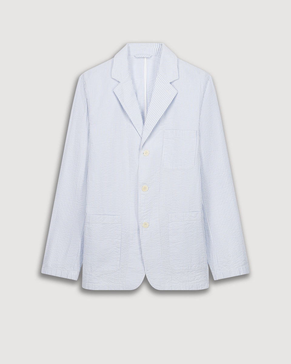 Jobby Men's Faded Blue Seersucker Jacket - Image 3