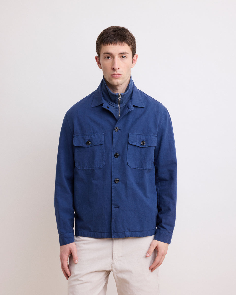 Day Men's Deep Blue Cotton & Linen Jacket - Image alternative