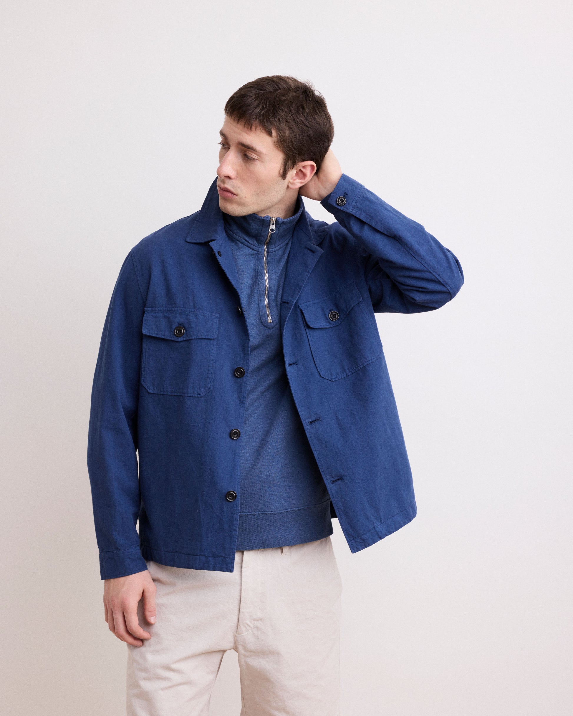 Veste Homme en coton et lin Bleu Marine Day