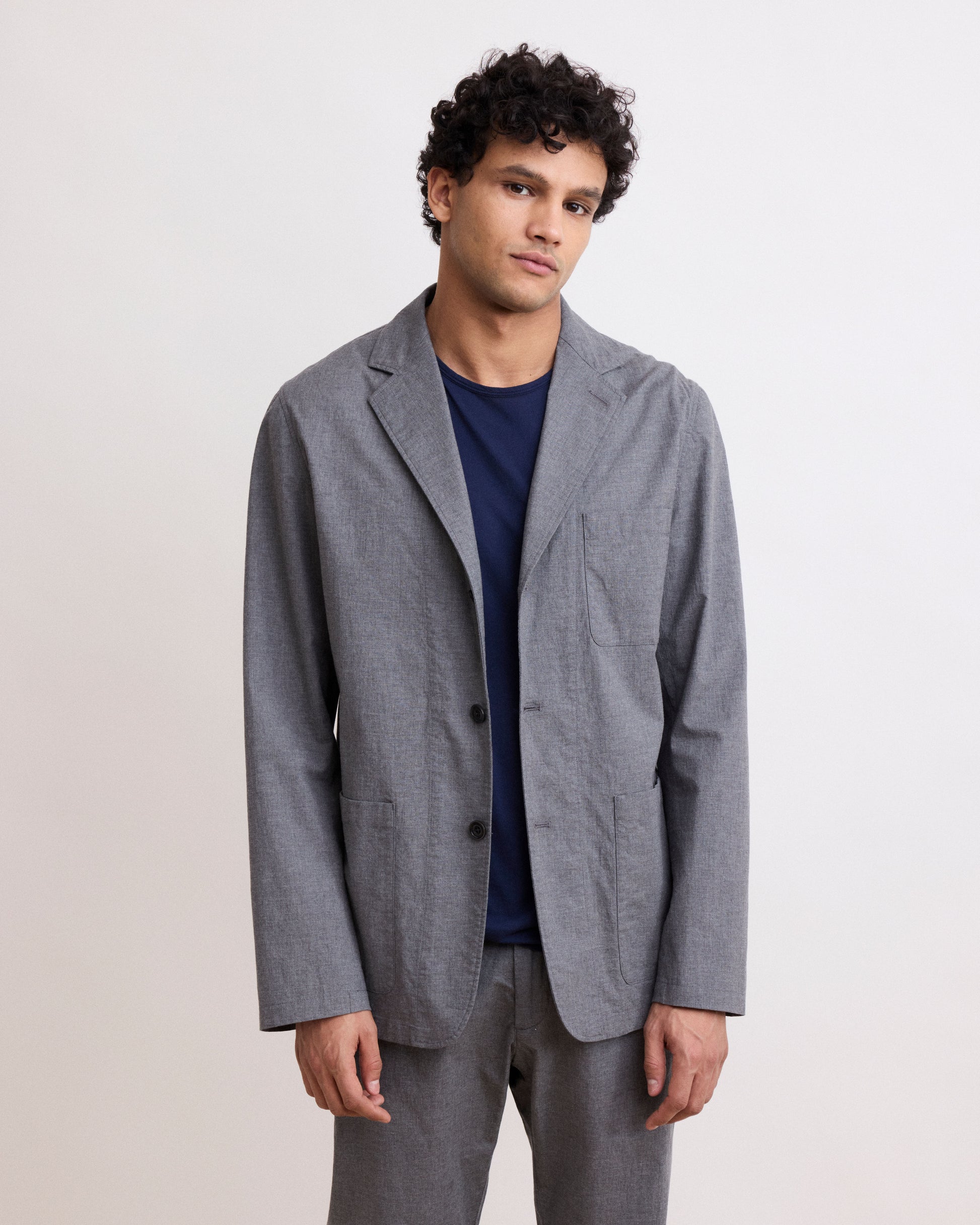 Veste Homme en Coton Fresco Gris Chiné Jonny