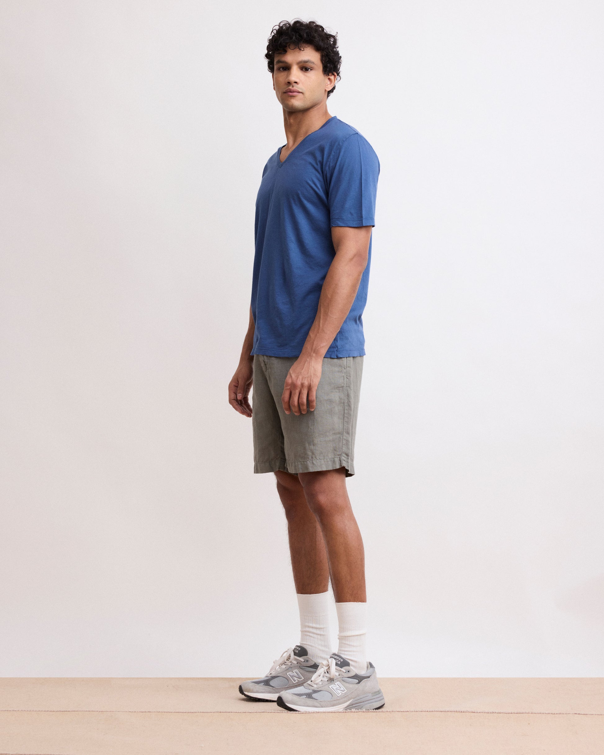 Short Homme en Lin Vert Militaire Tank