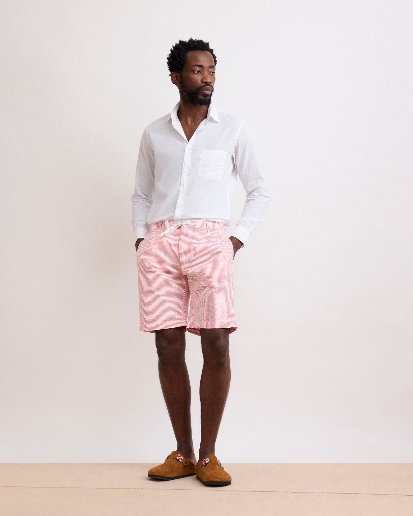 Short Homme en Seersucker Rouge Tank