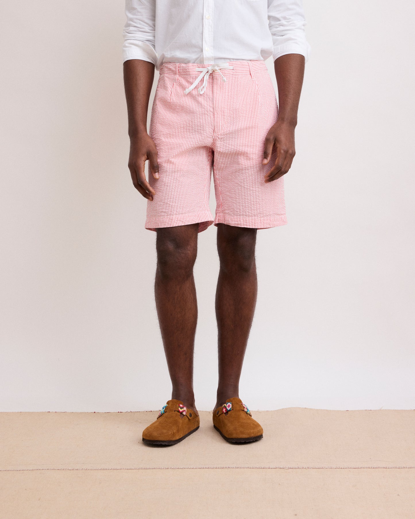 Short Homme en Seersucker Rouge Tank