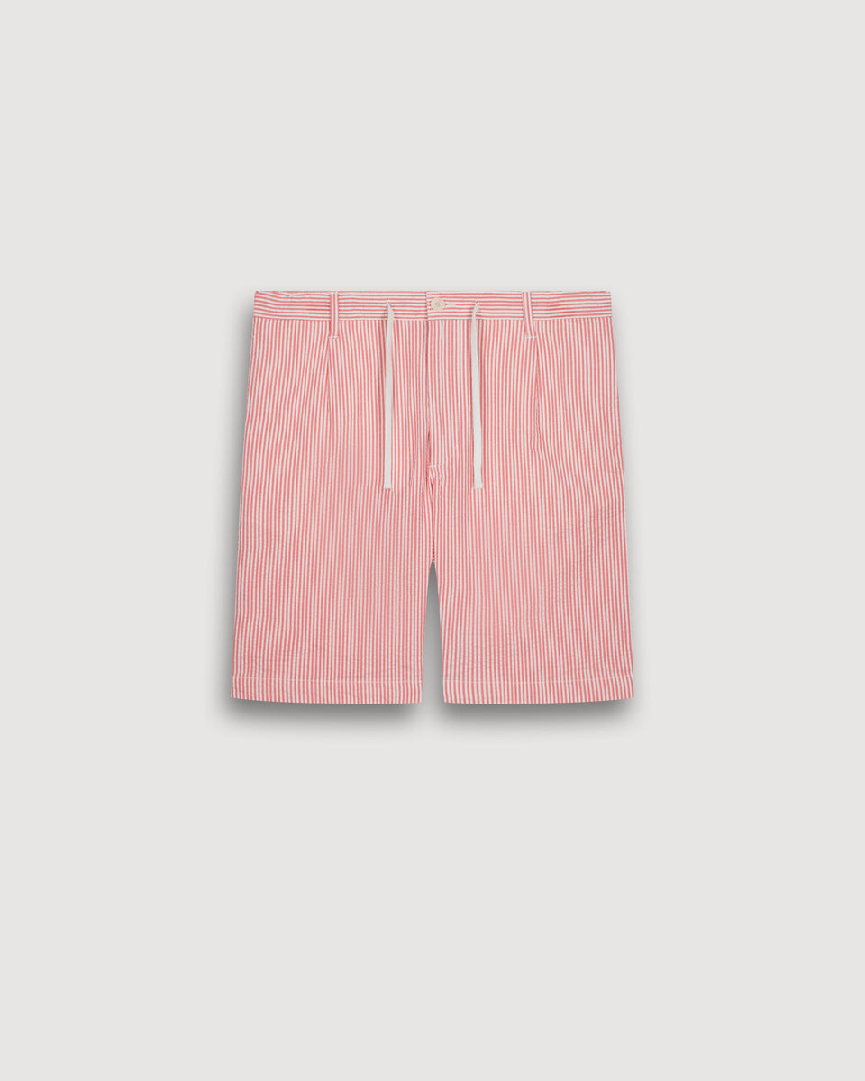 Short Homme en Seersucker Rouge Tank - Image 3